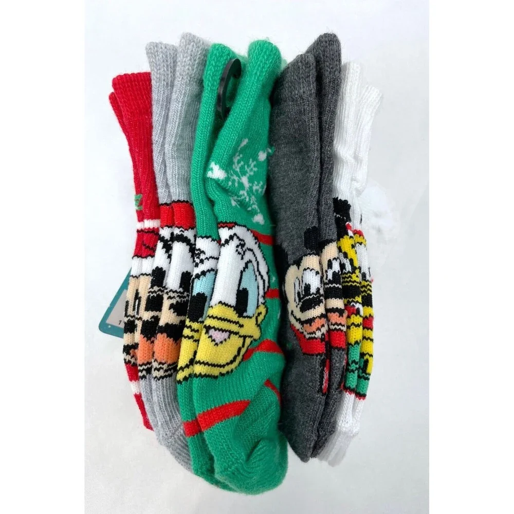 Disney Mickey Mouse Toddler Christmas Crew Socks 4-7 Donald Goofy Pluto 5 Pack